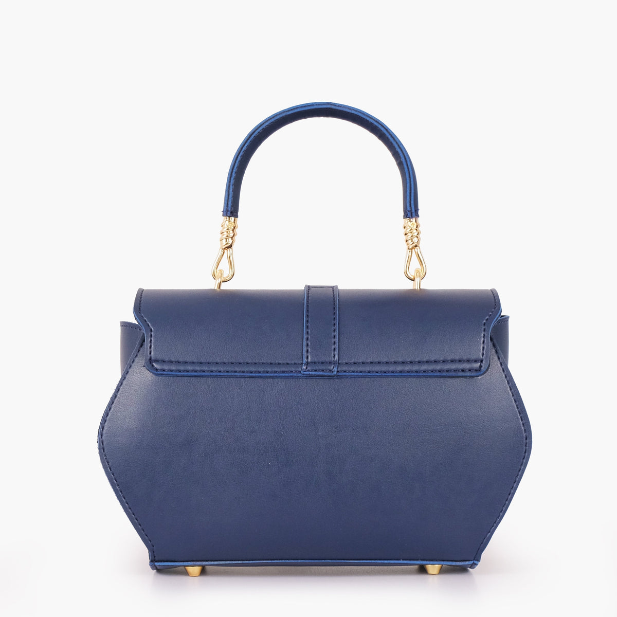 Blue top-handle hexagon bag