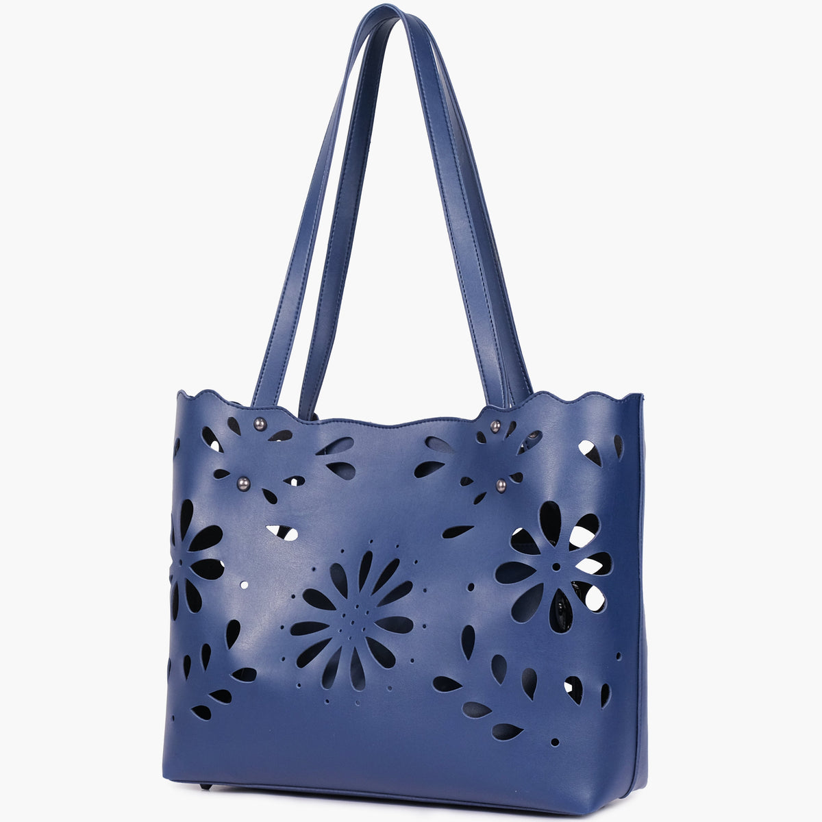 Blue two-piece floral tote