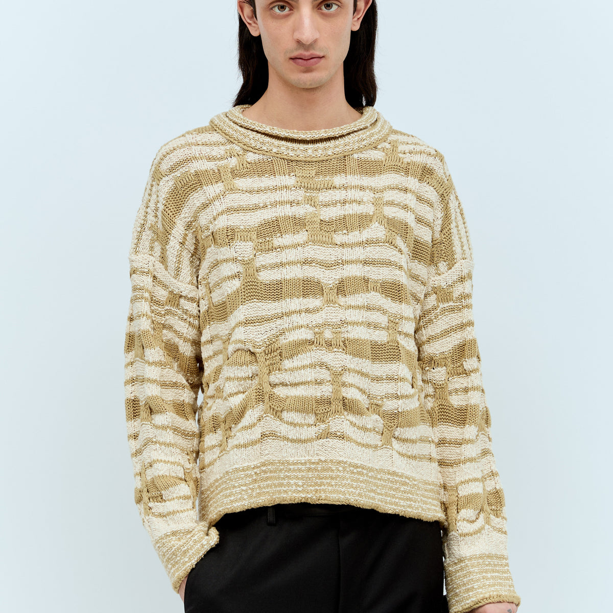 Bottega Veneta Men Distorted Stripe Knit Sweater