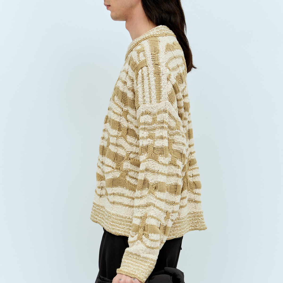 Bottega Veneta Men Distorted Stripe Knit Sweater