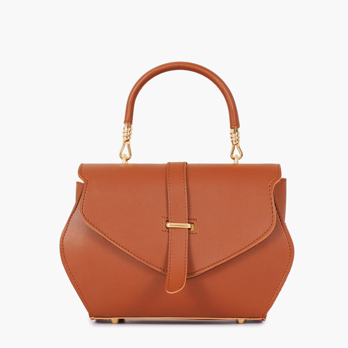 Brown top-handle hexagon bag