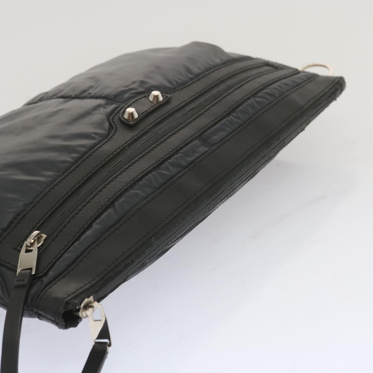 balenciaga Clutch Bag Leather Nylon Black 273023 Auth bs11228