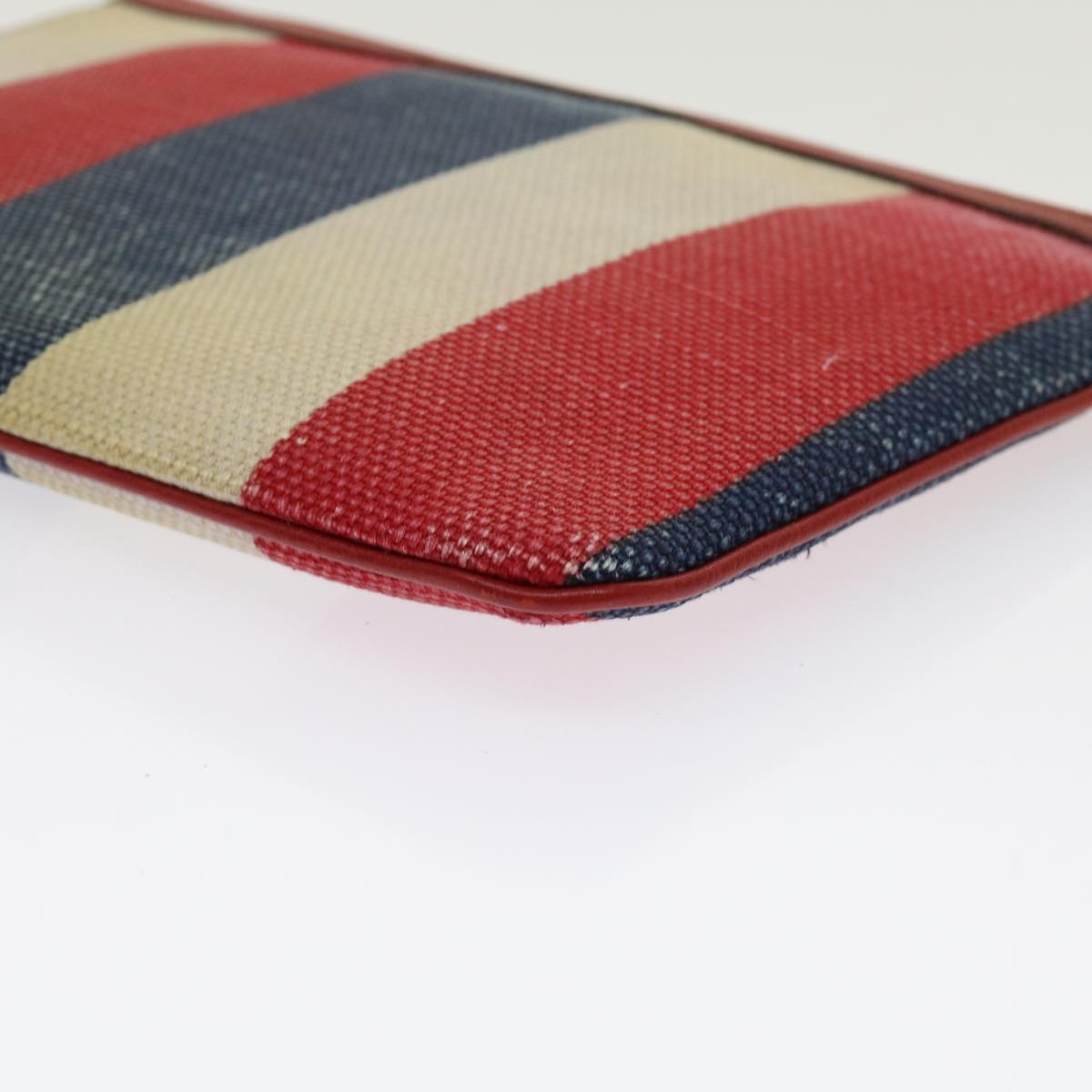 GUCCI Clutch Bag Canvas Blue White Red 524788 Auth bs11302