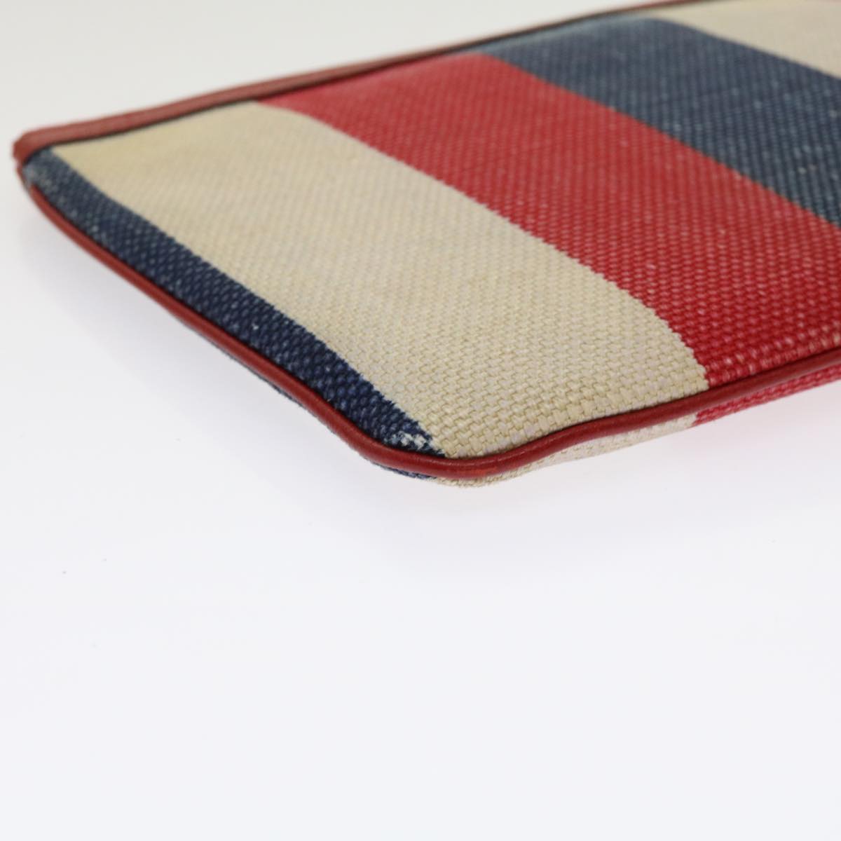 GUCCI Clutch Bag Canvas Blue White Red 524788 Auth bs11302