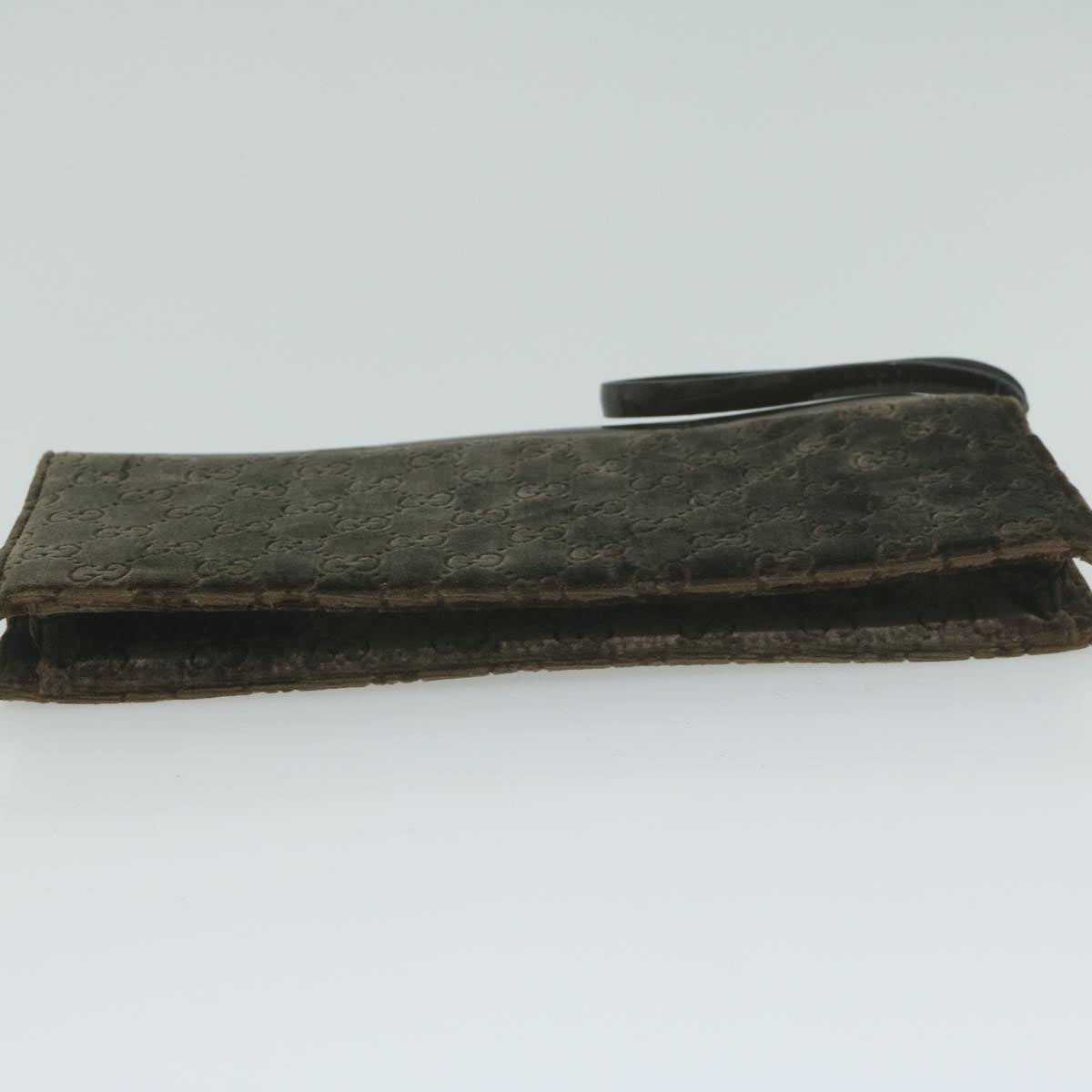 GUCCI Clutch Bag Velor Brown Auth bs11668