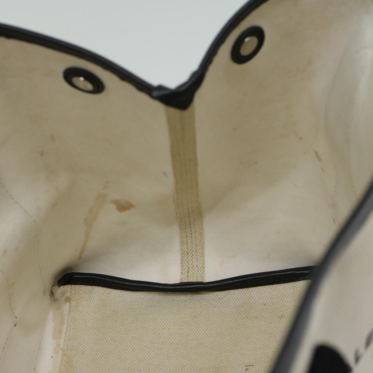 balenciaga Hand Bag Canvas White Black Auth bs12378