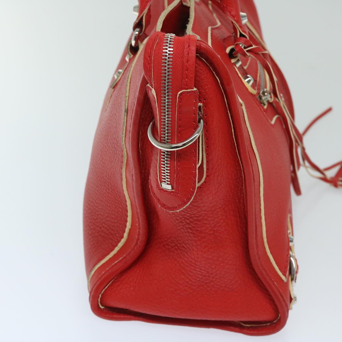 balenciaga City Hand Bag Leather 2way Red 115748 Auth bs12559