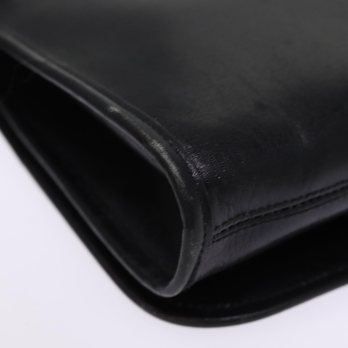 balenciaga Chain Shoulder Bag Leather Black Auth bs14136