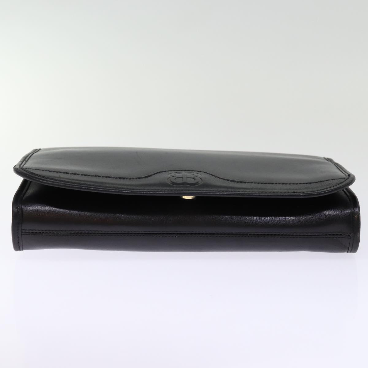 balenciaga Chain Shoulder Bag Leather Black Auth bs14136