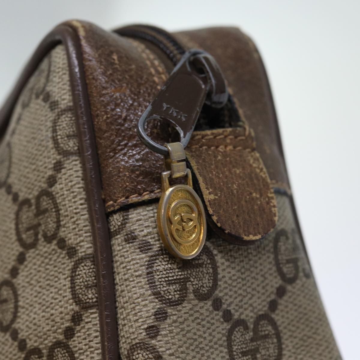 GUCCI GG Supreme Web Sherry Line Clutch Bag PVC Beige Red 75 01 012 Auth bs14245