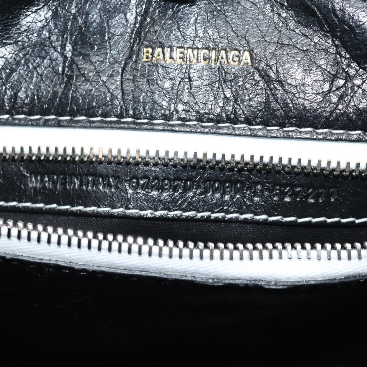 balenciaga Clutch Bag Leather Black White Auth bs15028