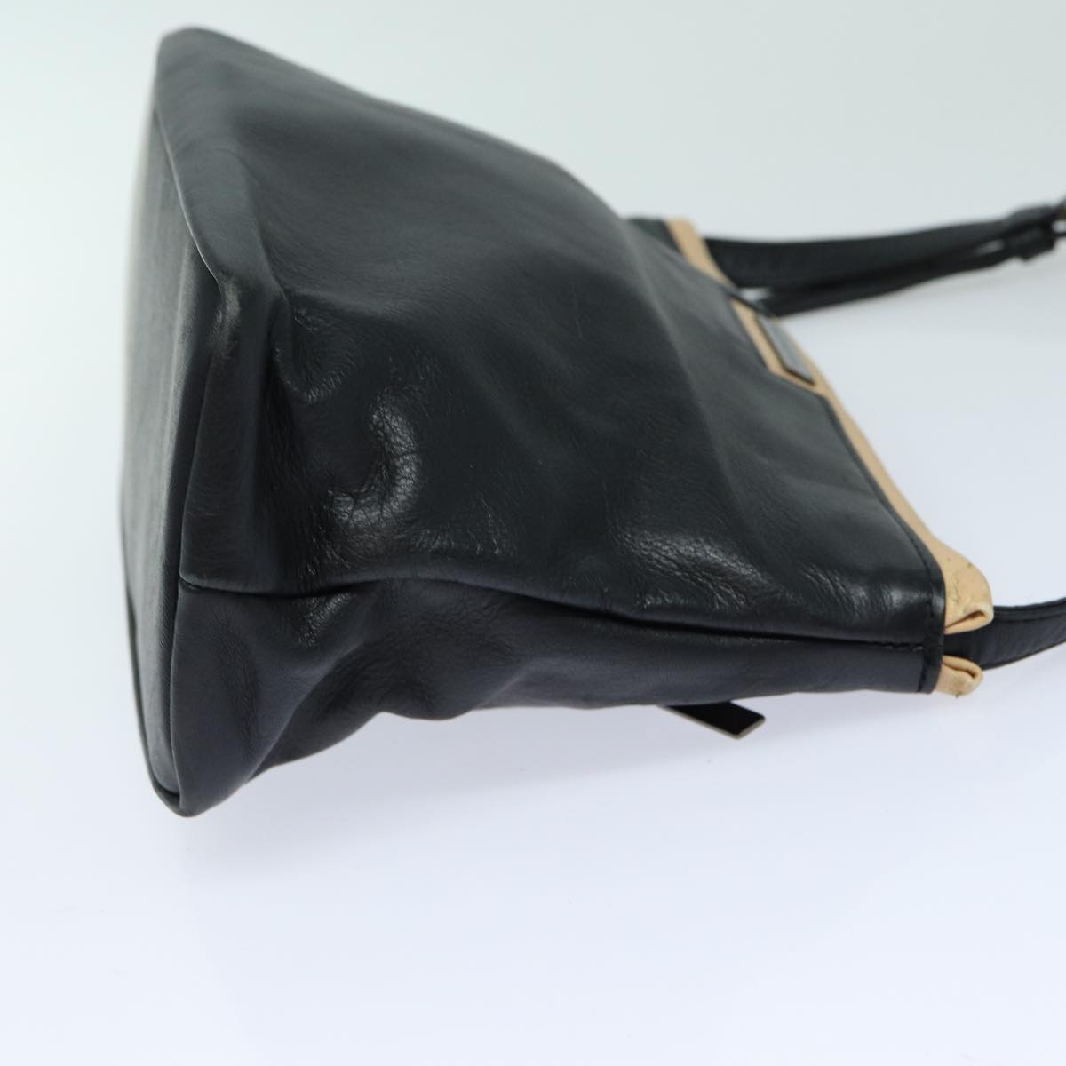 balenciaga Shoulder Bag Leather Black Auth bs15971