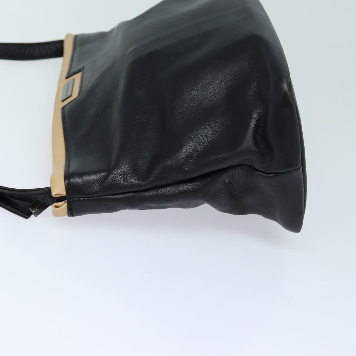 balenciaga Shoulder Bag Leather Black Auth bs15971