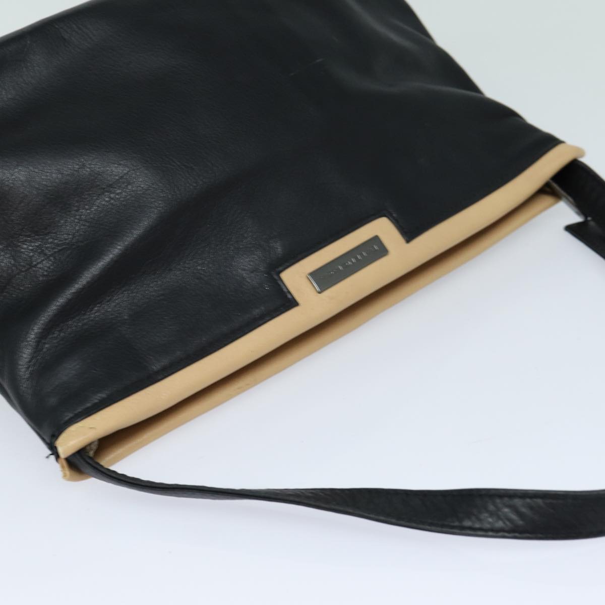 balenciaga Shoulder Bag Leather Black Auth bs15971