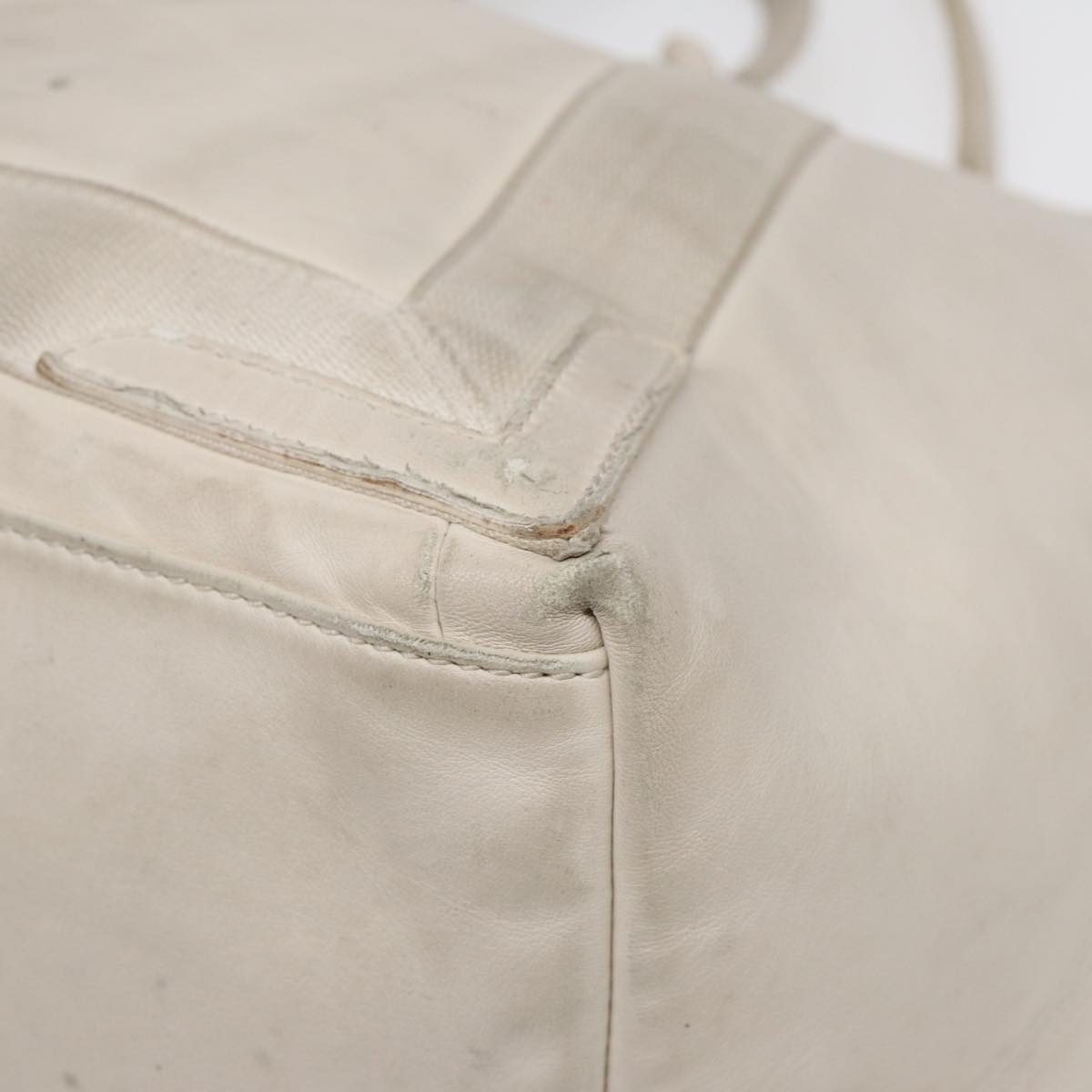 balenciaga Navy Cabas Hand Bag Leather White Silver 339936 Auth bs17140