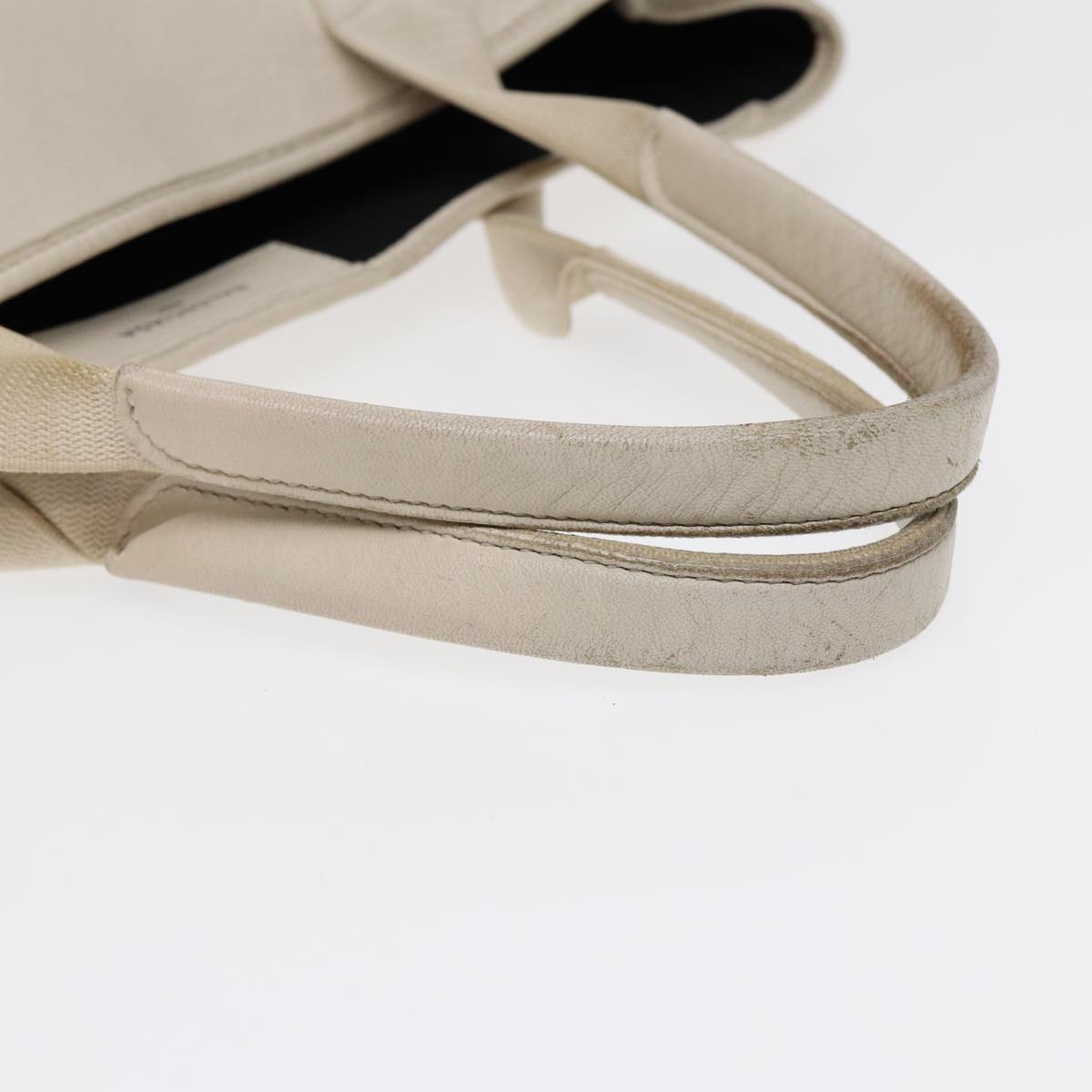 balenciaga Navy Cabas Hand Bag Leather White Silver 339936 Auth bs17140