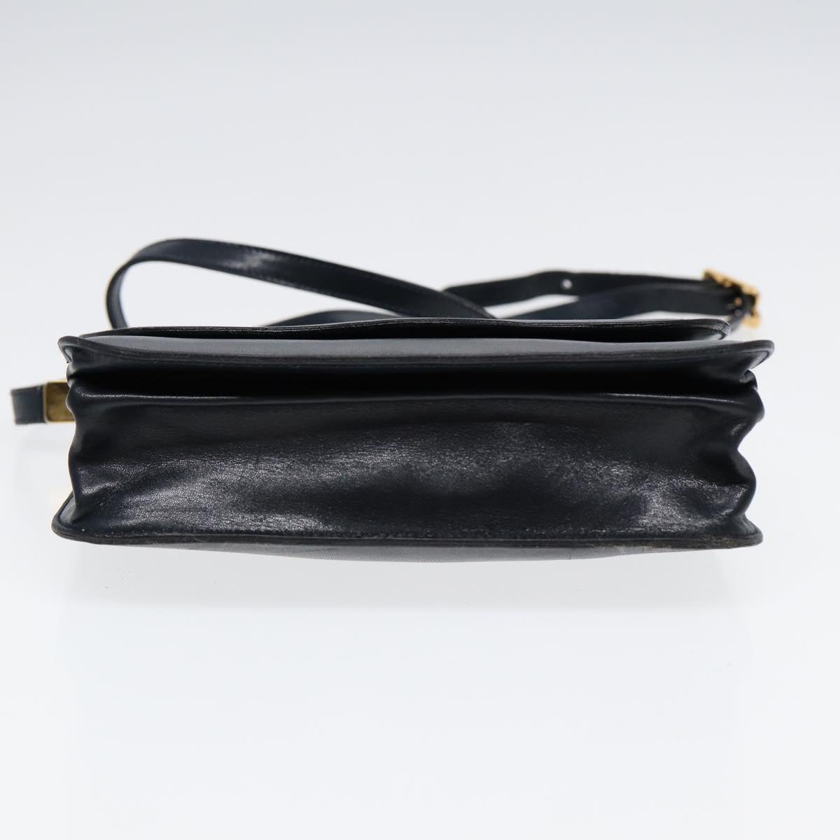 balenciaga Shoulder Bag Leather Navy Gold Auth bs17168