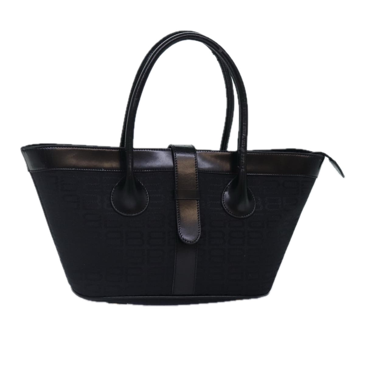 balenciaga Tote Bag Canvas Silver Black Auth bs17170