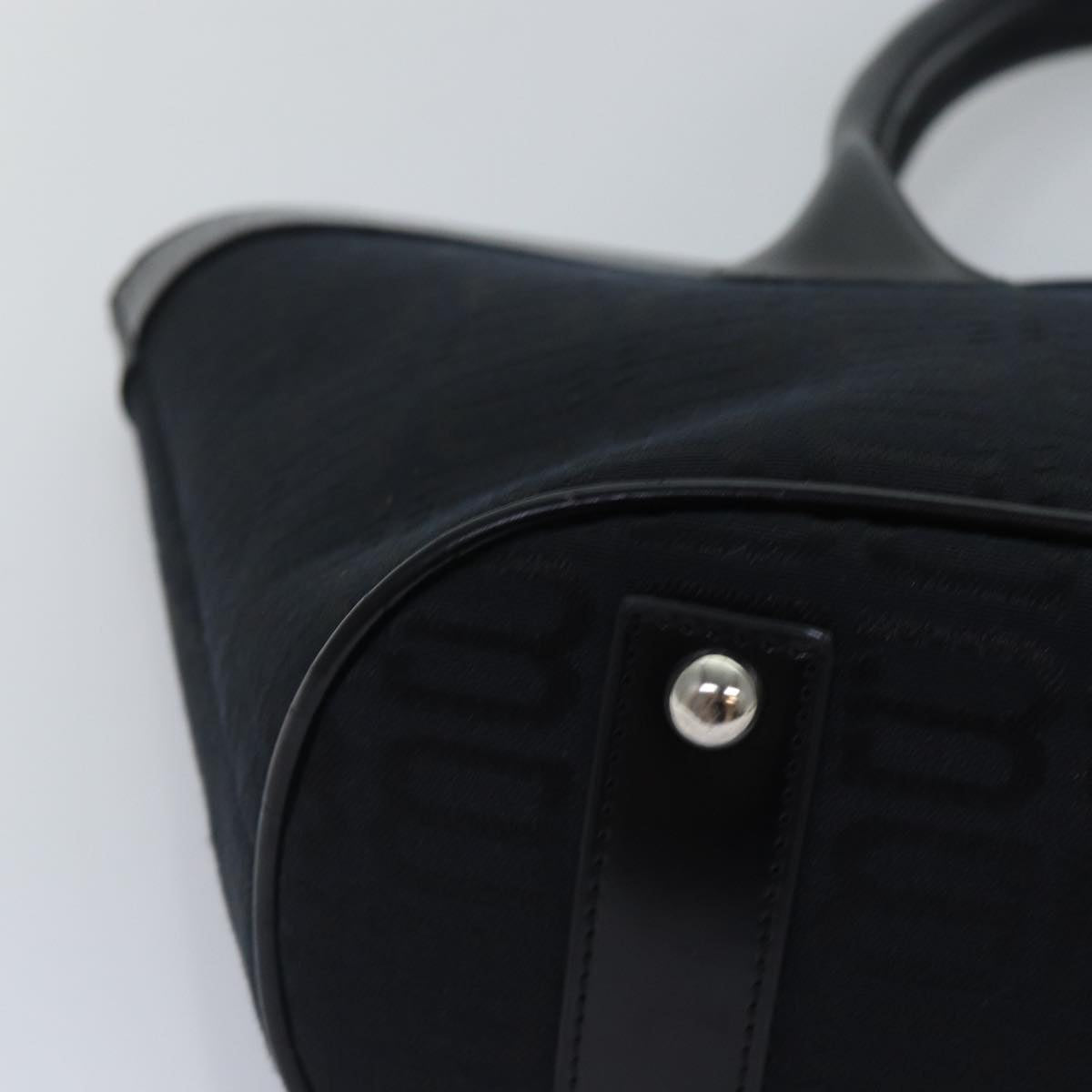 balenciaga Tote Bag Canvas Silver Black Auth bs17170