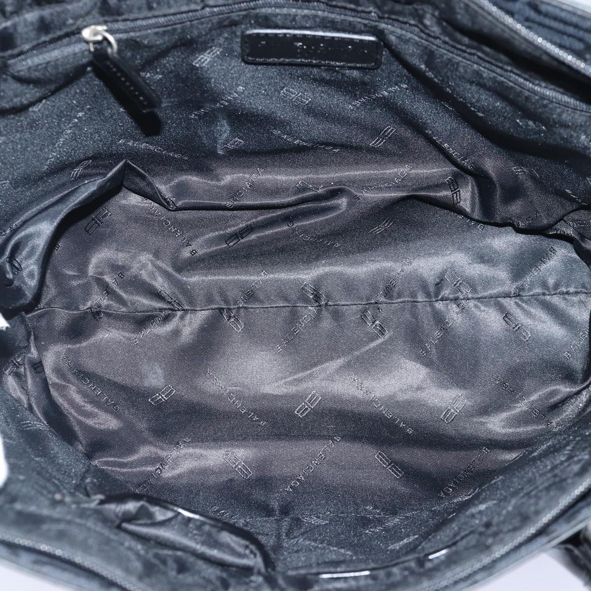 balenciaga Tote Bag Canvas Silver Black Auth bs17170