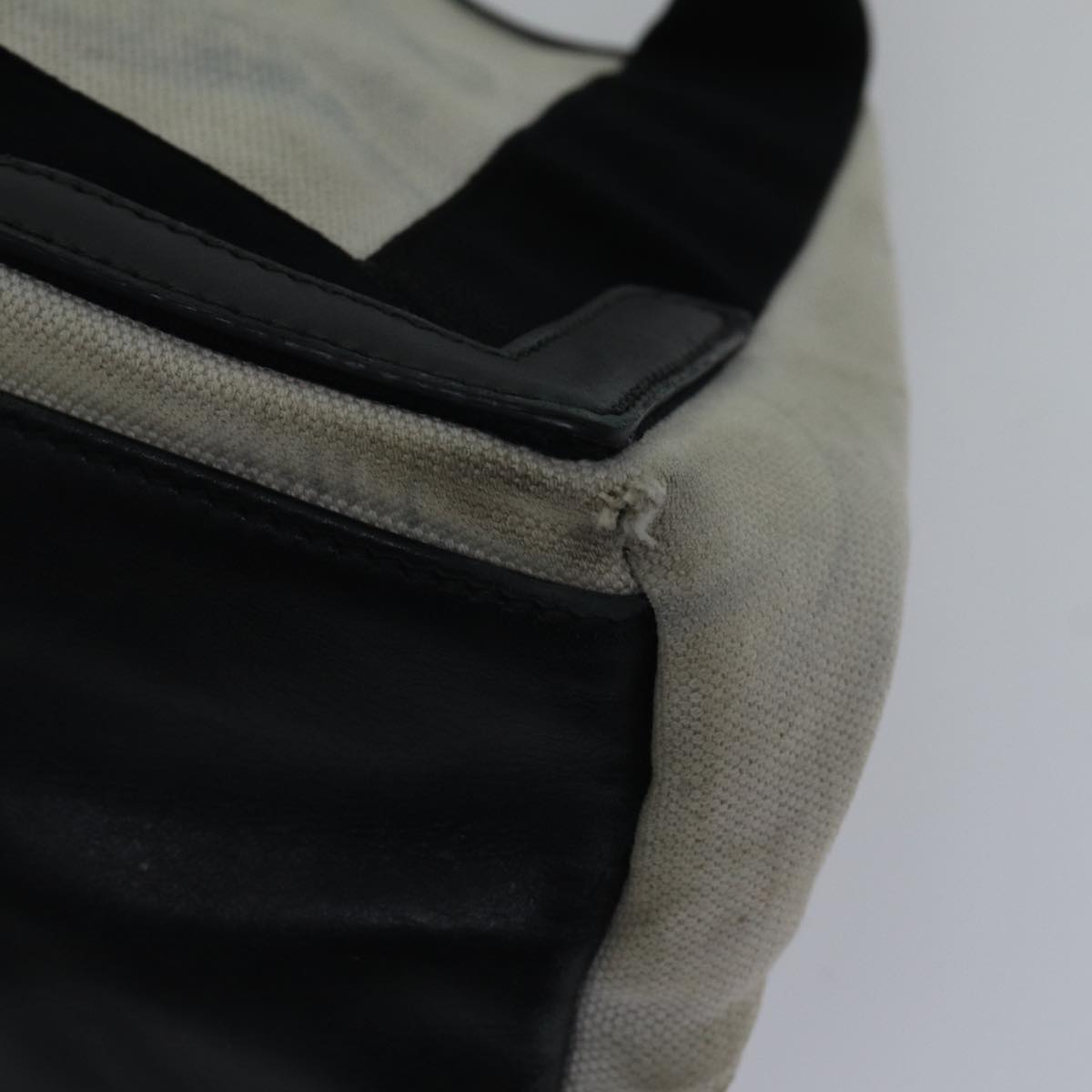 balenciaga Hand Bag Canvas Beige Black Auth bs17795