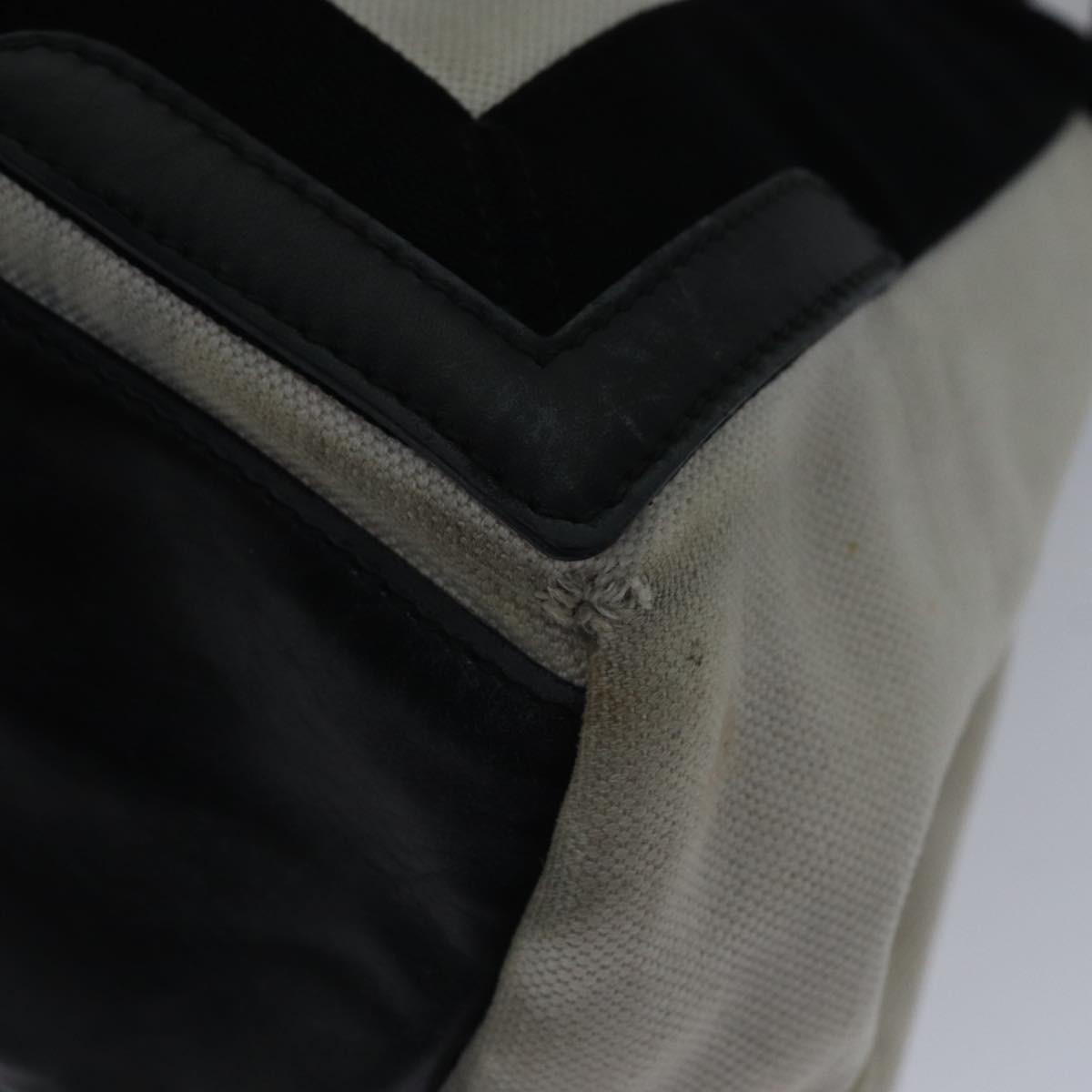 balenciaga Hand Bag Canvas Beige Black Auth bs17795
