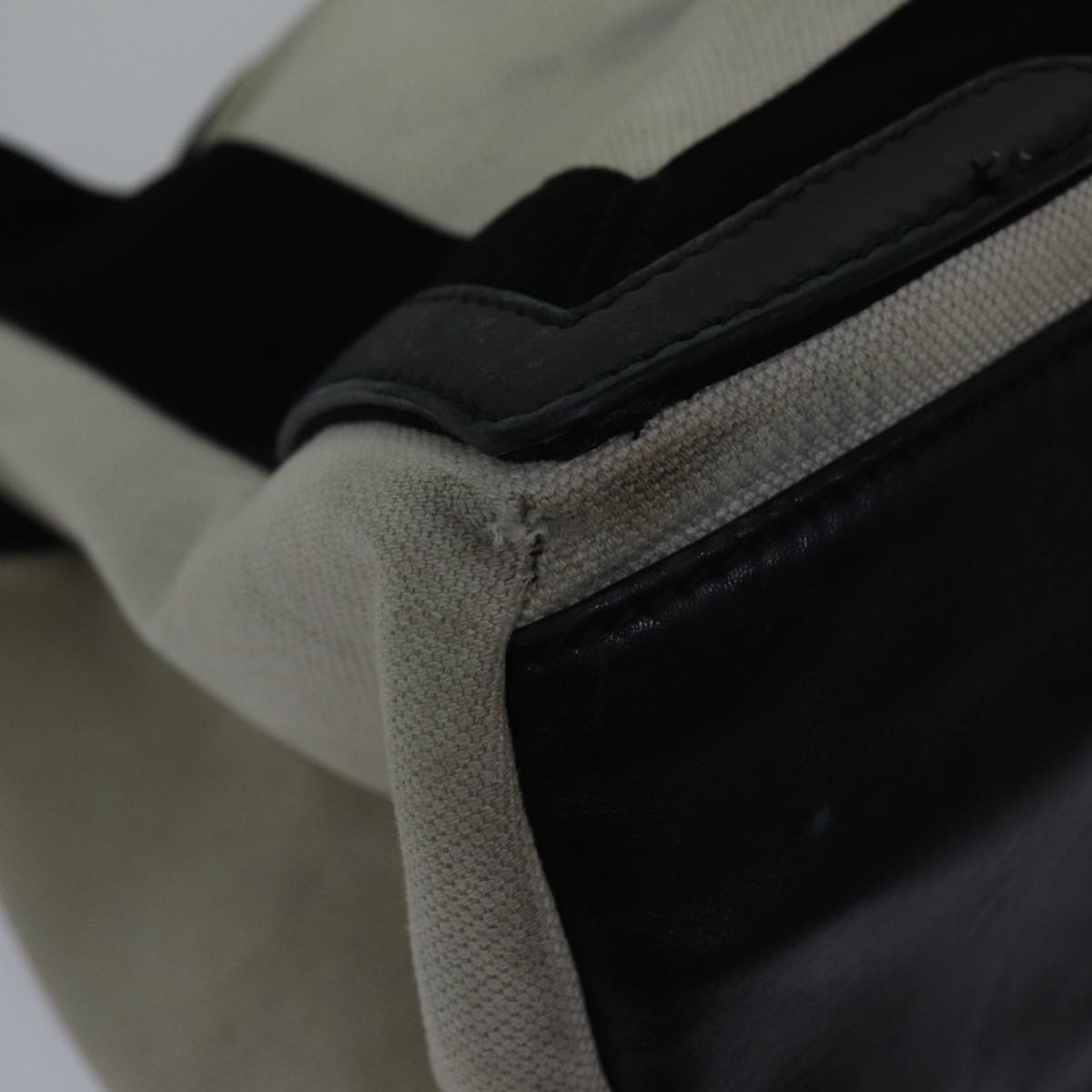 balenciaga Hand Bag Canvas Beige Black Auth bs17795