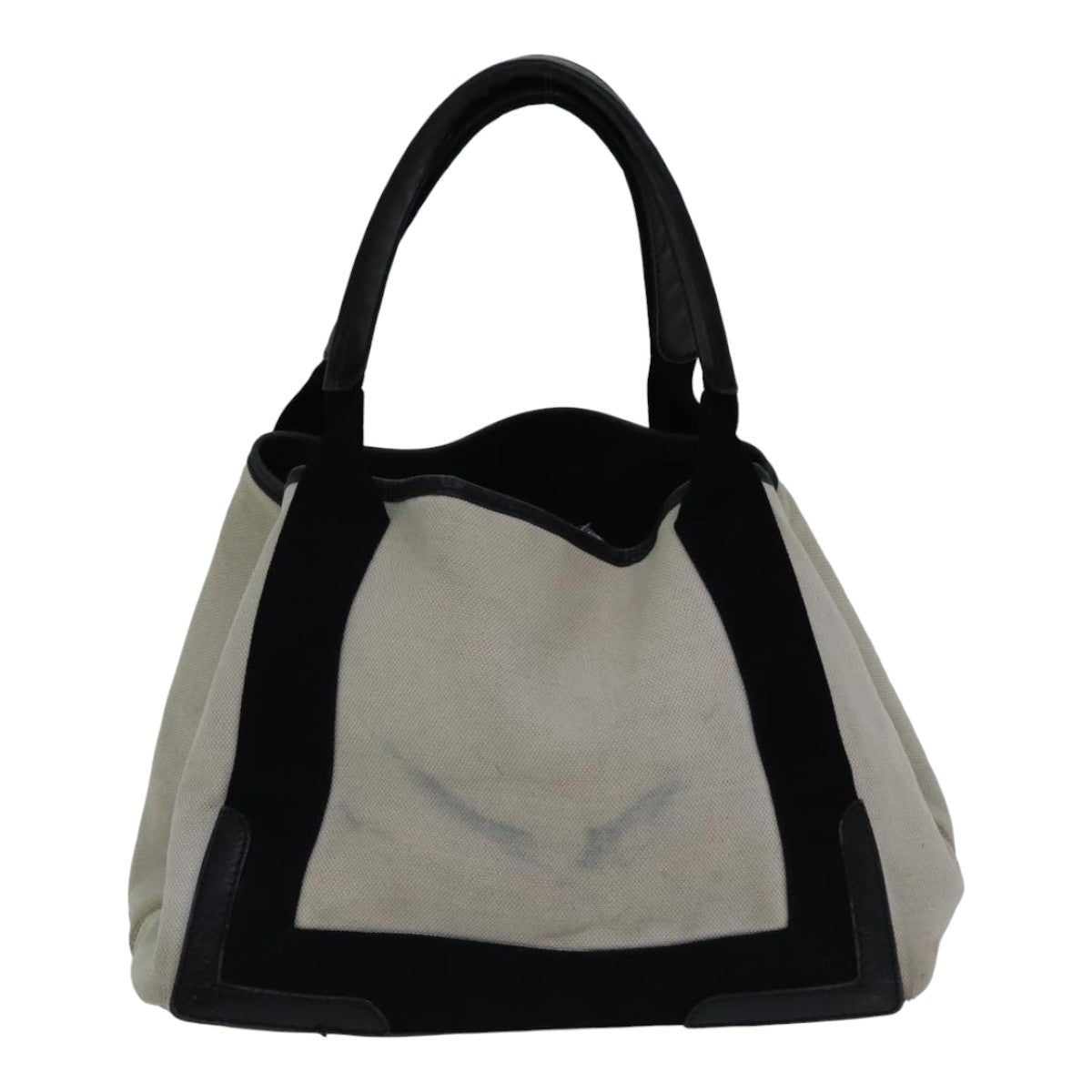 balenciaga Hand Bag Canvas Beige Black Auth bs17795