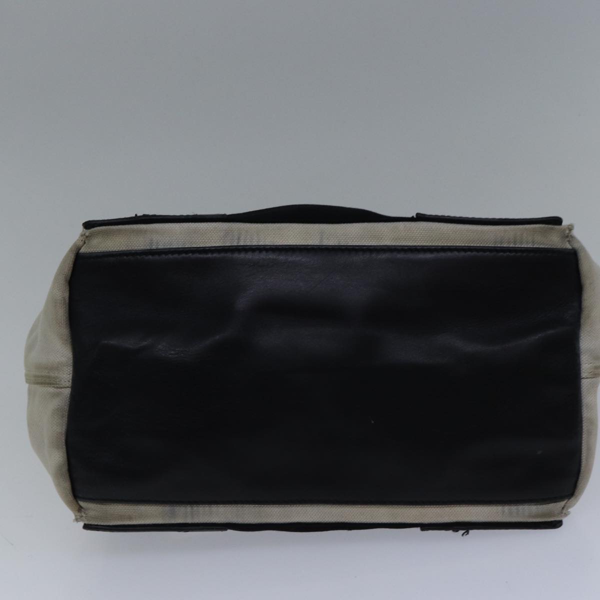 balenciaga Hand Bag Canvas Beige Black Auth bs17795