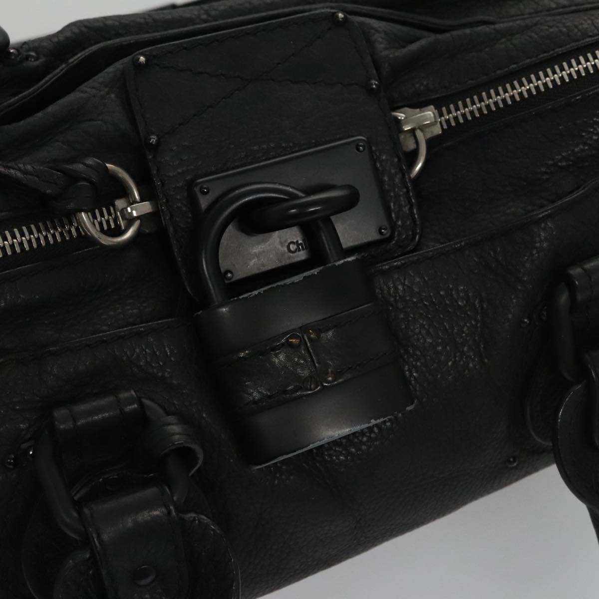 Chloe Paddington Hand Bag Leather Black Silver bs20809