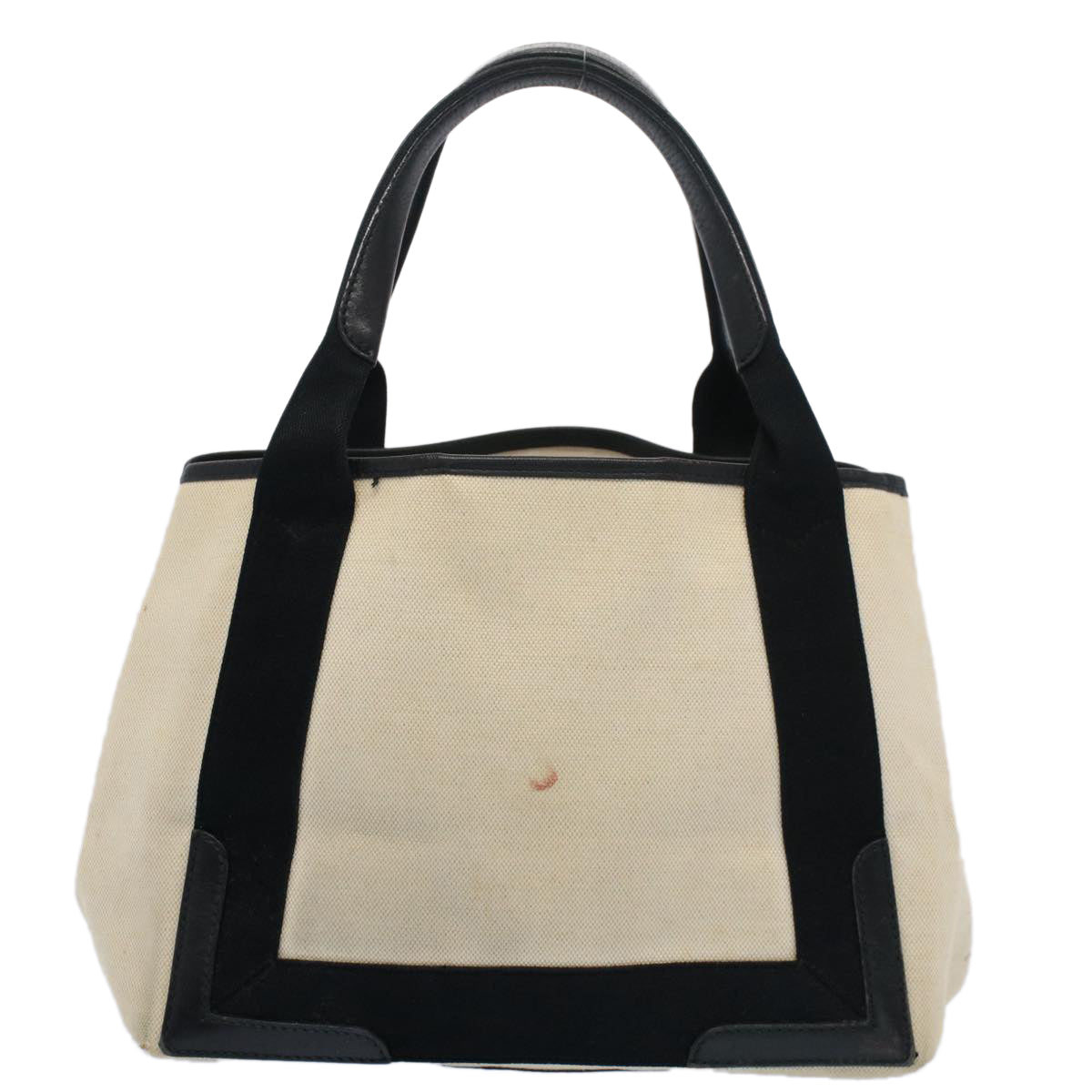 balenciaga Tote Bag Canvas Leather Beige Black Auth bs8120