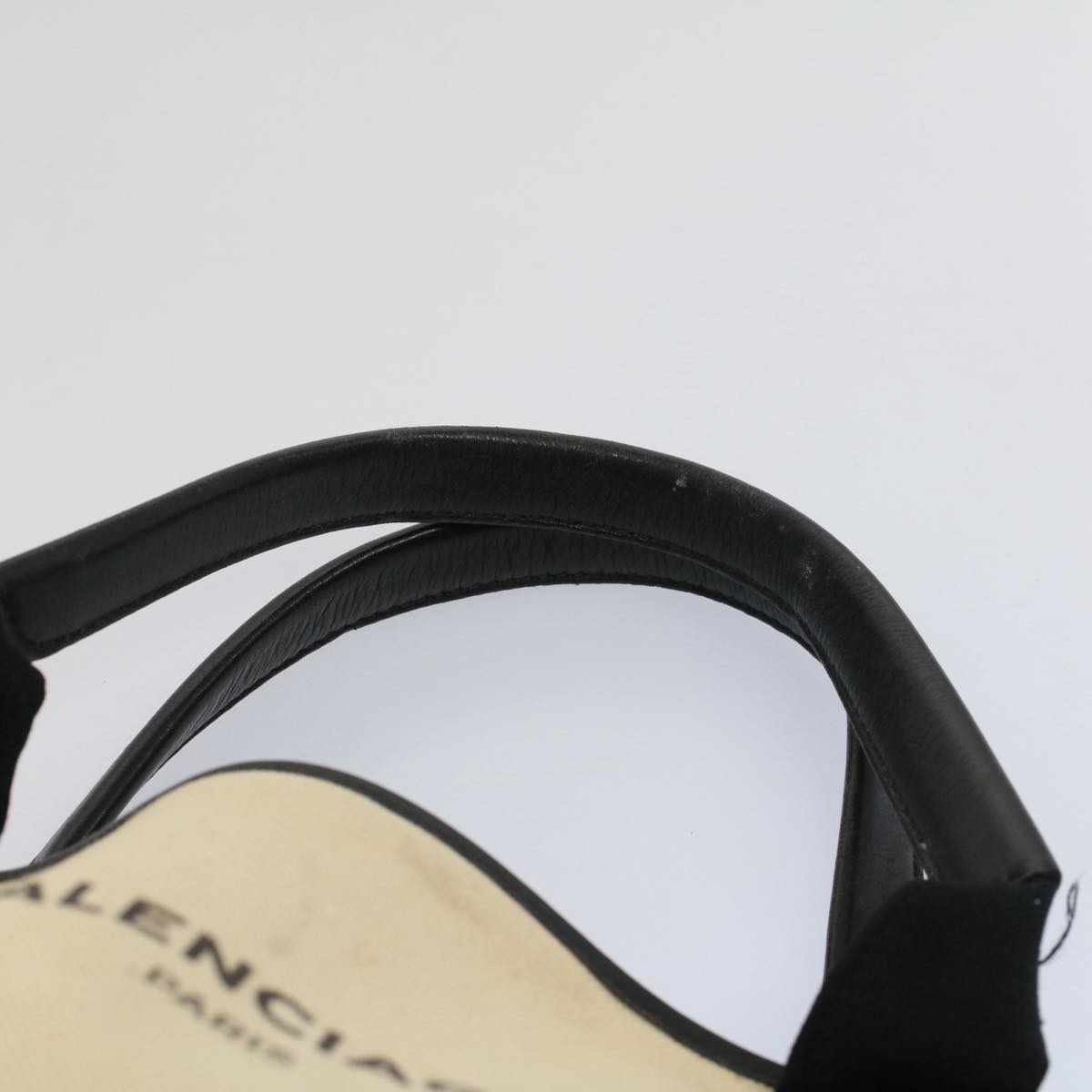 balenciaga Tote Bag Canvas Leather Beige Black Auth bs8120