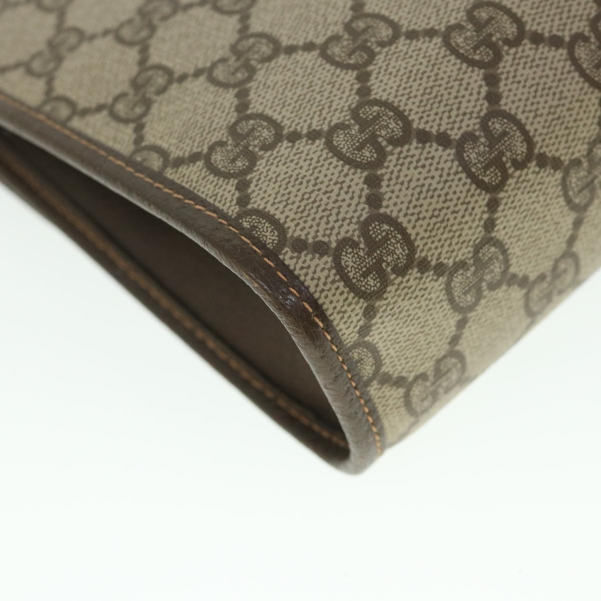 GUCCI Gg Supreme Web Sherry Line Clutch Bag Beige Red 156 01 030 Auth Bs8747