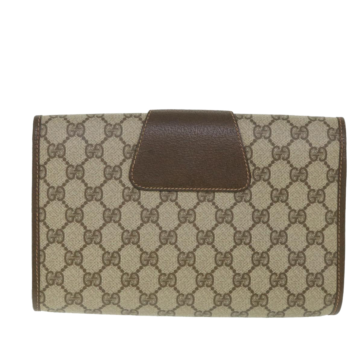 GUCCI Gg Supreme Web Sherry Line Clutch Bag Beige Red 156 01 030 Auth Bs8747