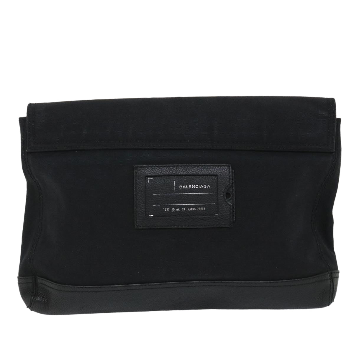 balenciaga Clutch Bag Canvas Black Auth bs9026