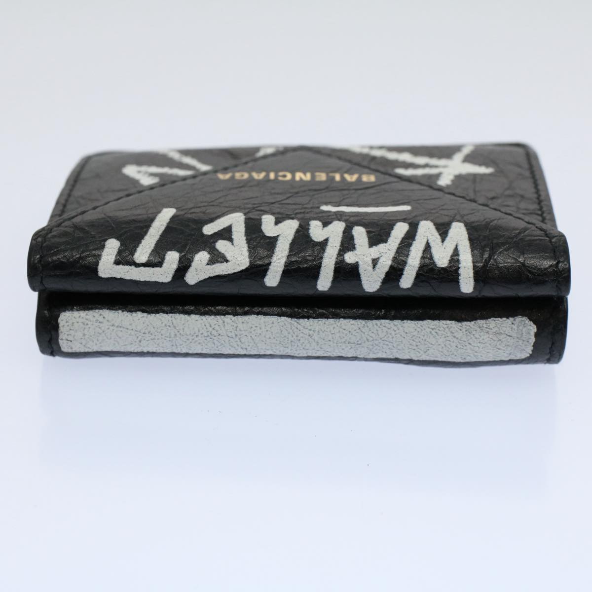 balenciaga Wallet Leather Black 391446 Auth bs9477