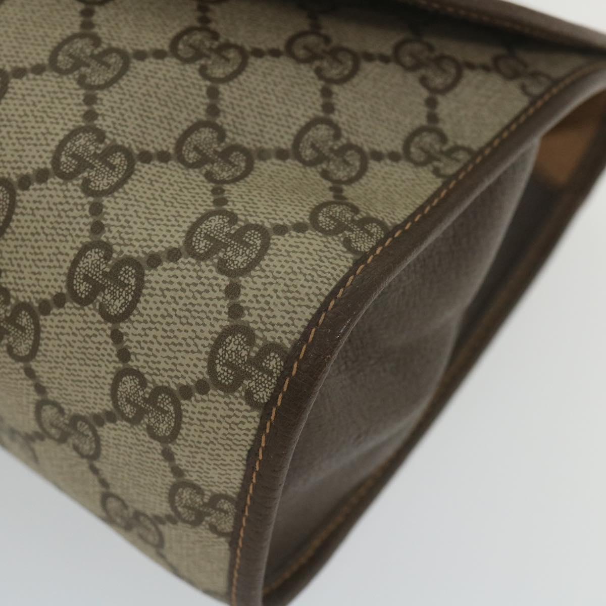 GUCCI Gg Supreme Web Sherry Line Clutch Bag Red Beige 156 01 031 Auth Bs9677