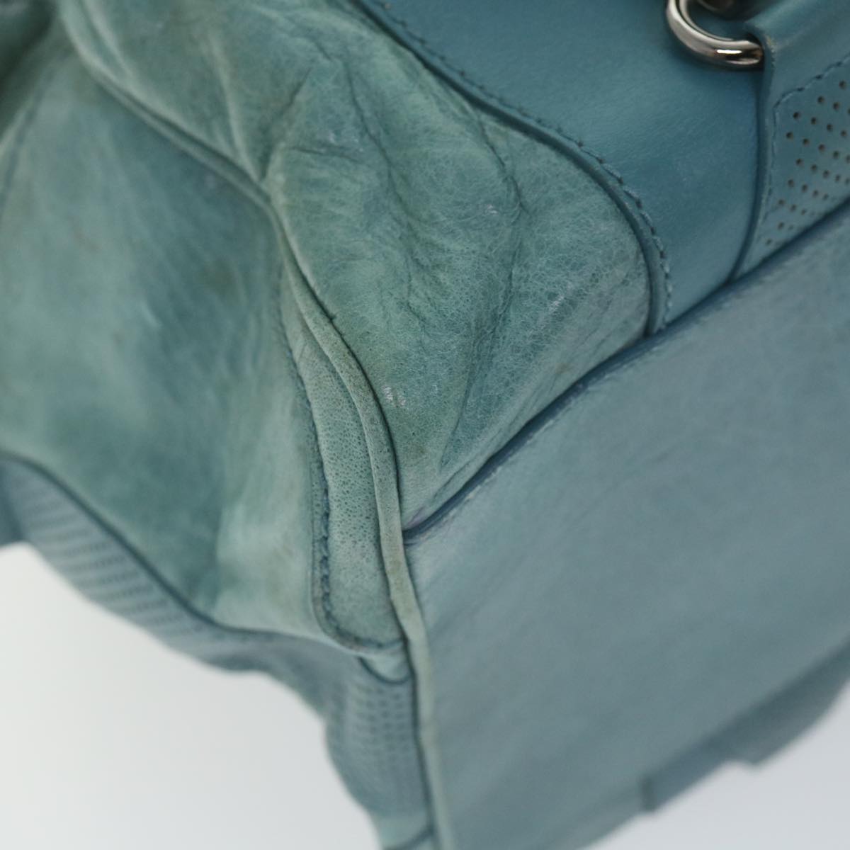 balenciaga Boston Bag Leather Light Blue Auth bs9730