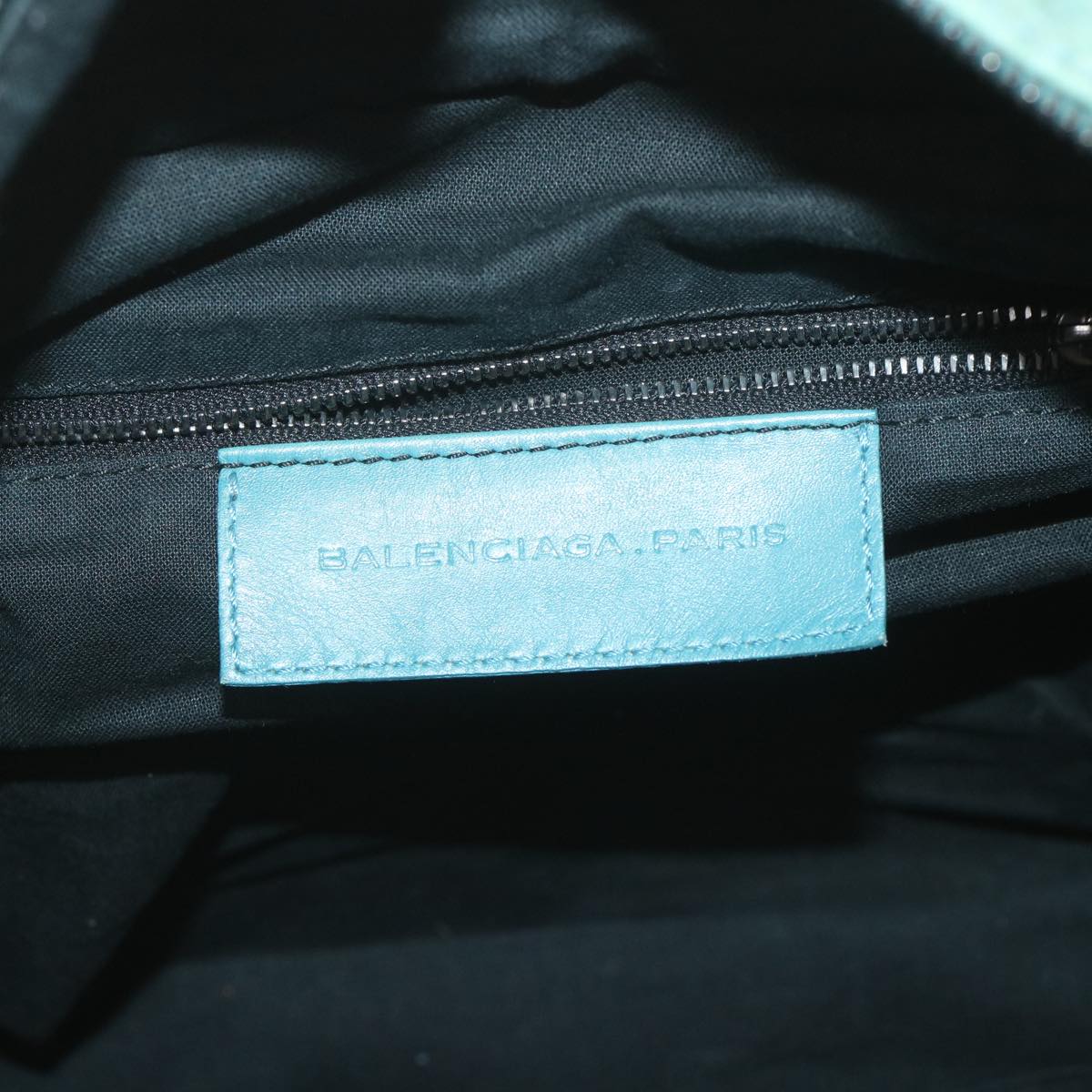 balenciaga Boston Bag Leather Light Blue Auth bs9730