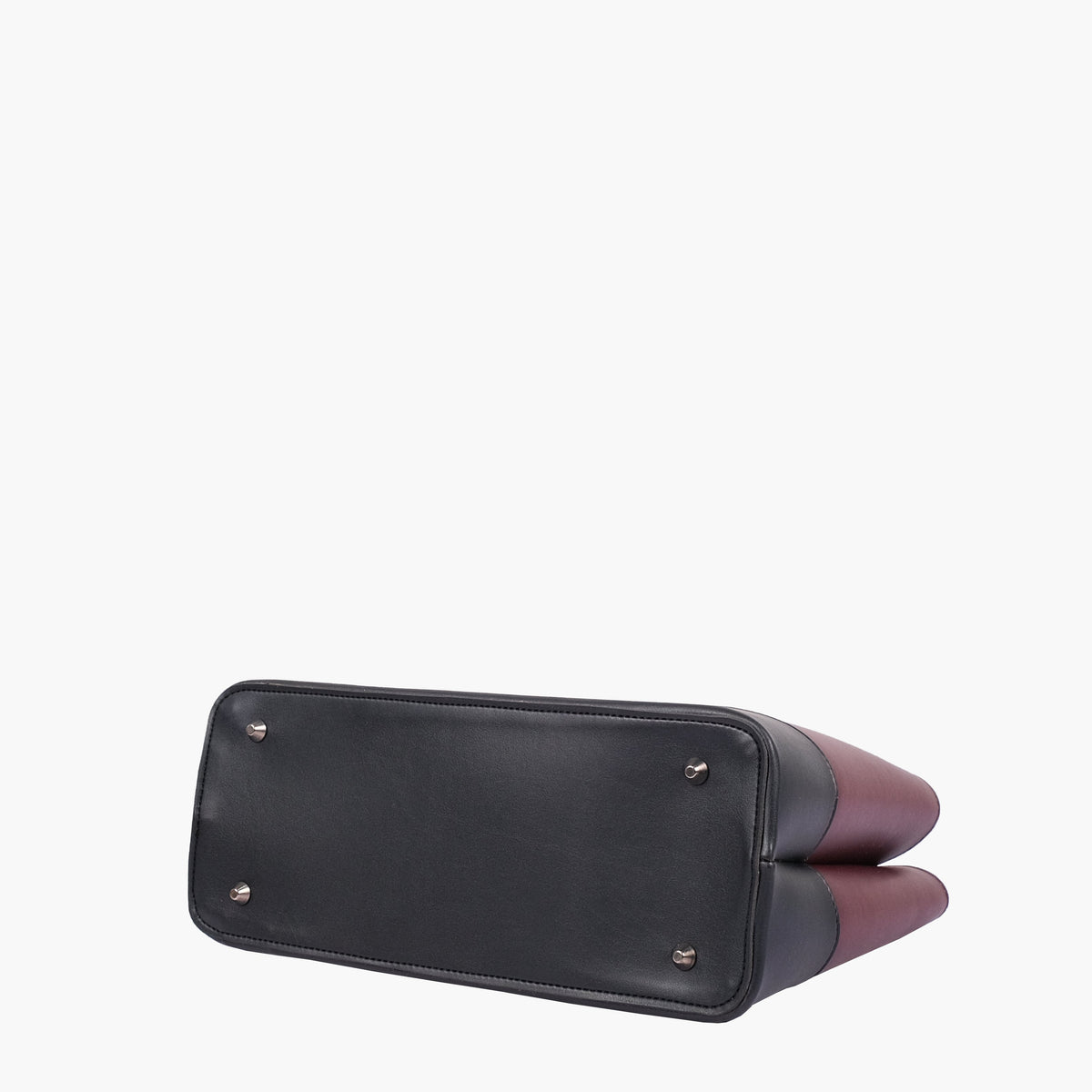 Burgundy and black multi-compartment shoulder bag