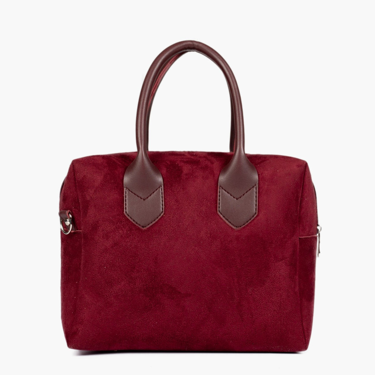 Burgundy suede mini bowling bag