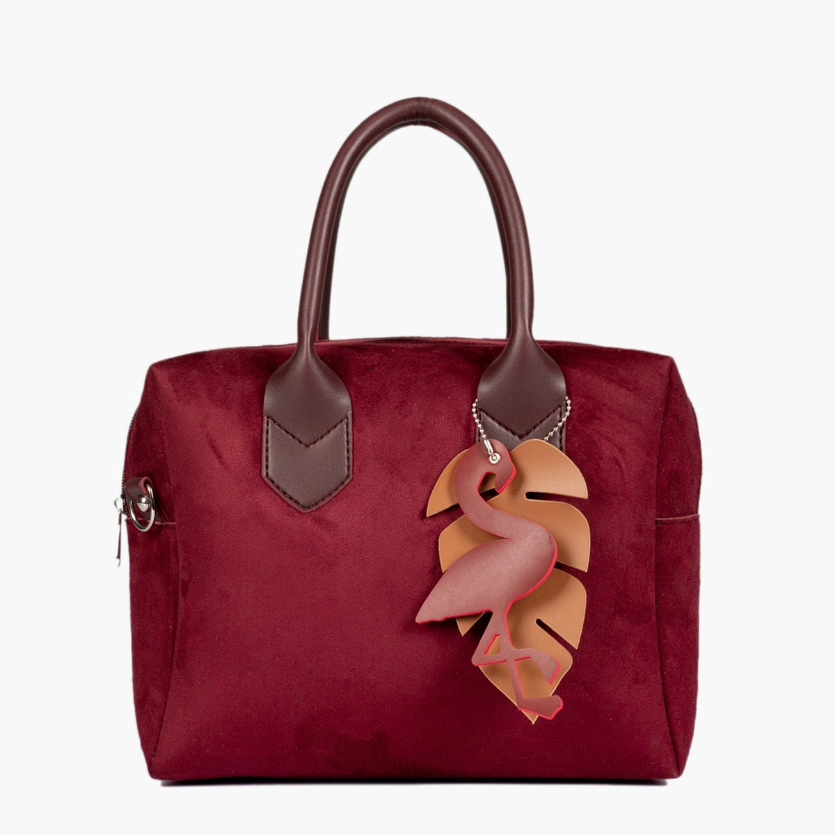 Burgundy suede mini bowling bag