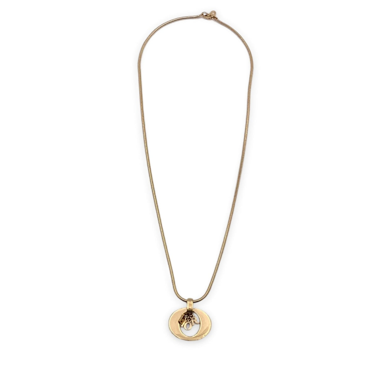 CHRISTIAN Top quality Dior Gold Metal Dangling Charms Logo Necklace