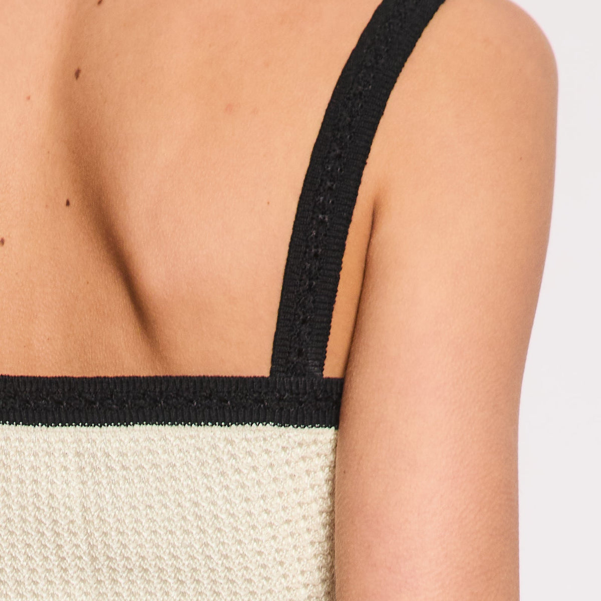 Chanel Cream Cropped Knitted Tank Top with CC Buton Detail Size FR 38 (UK 10)