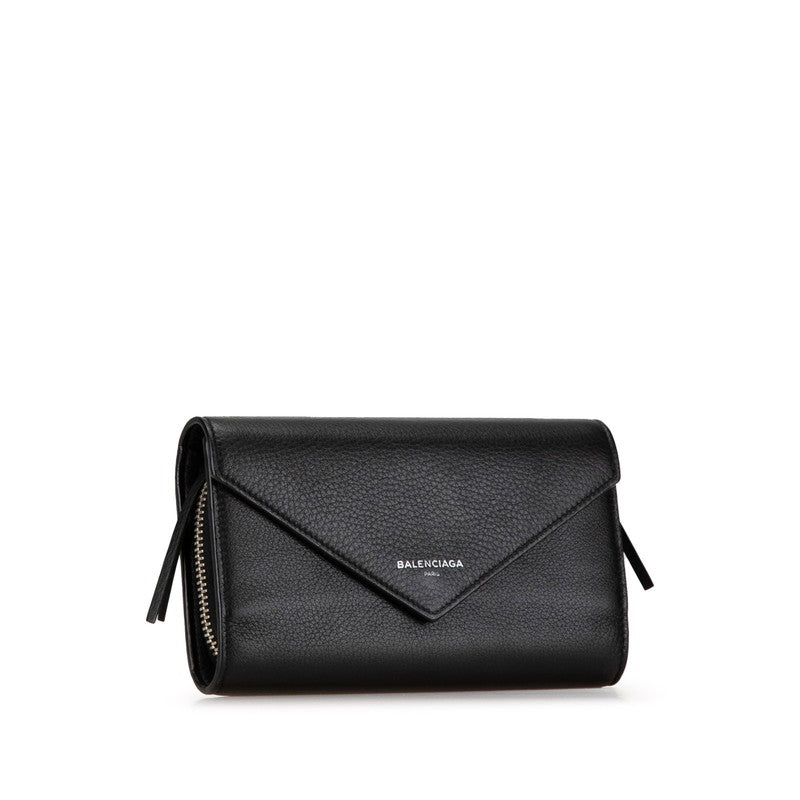 balenciaga Leather Logo Bifold Wallet Black
