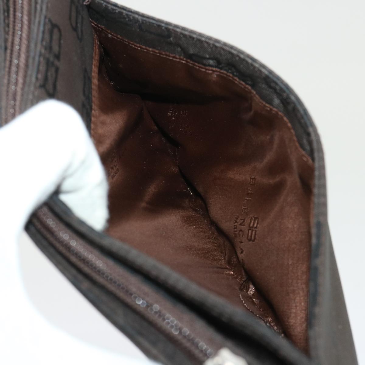 balenciaga Accessory Pouch Nylon Brown Auth cl625