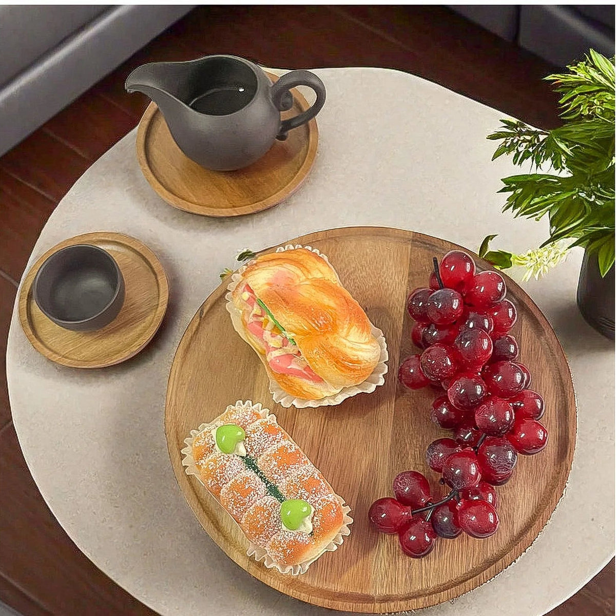 10 Inches Candle Holder Tray Home Decor, Acacia round Wood Tray for Coffee Table, Coffee Table Tray,Small Wooden Serving Tray, Decorative Trays for Home Decor(1 Pack)