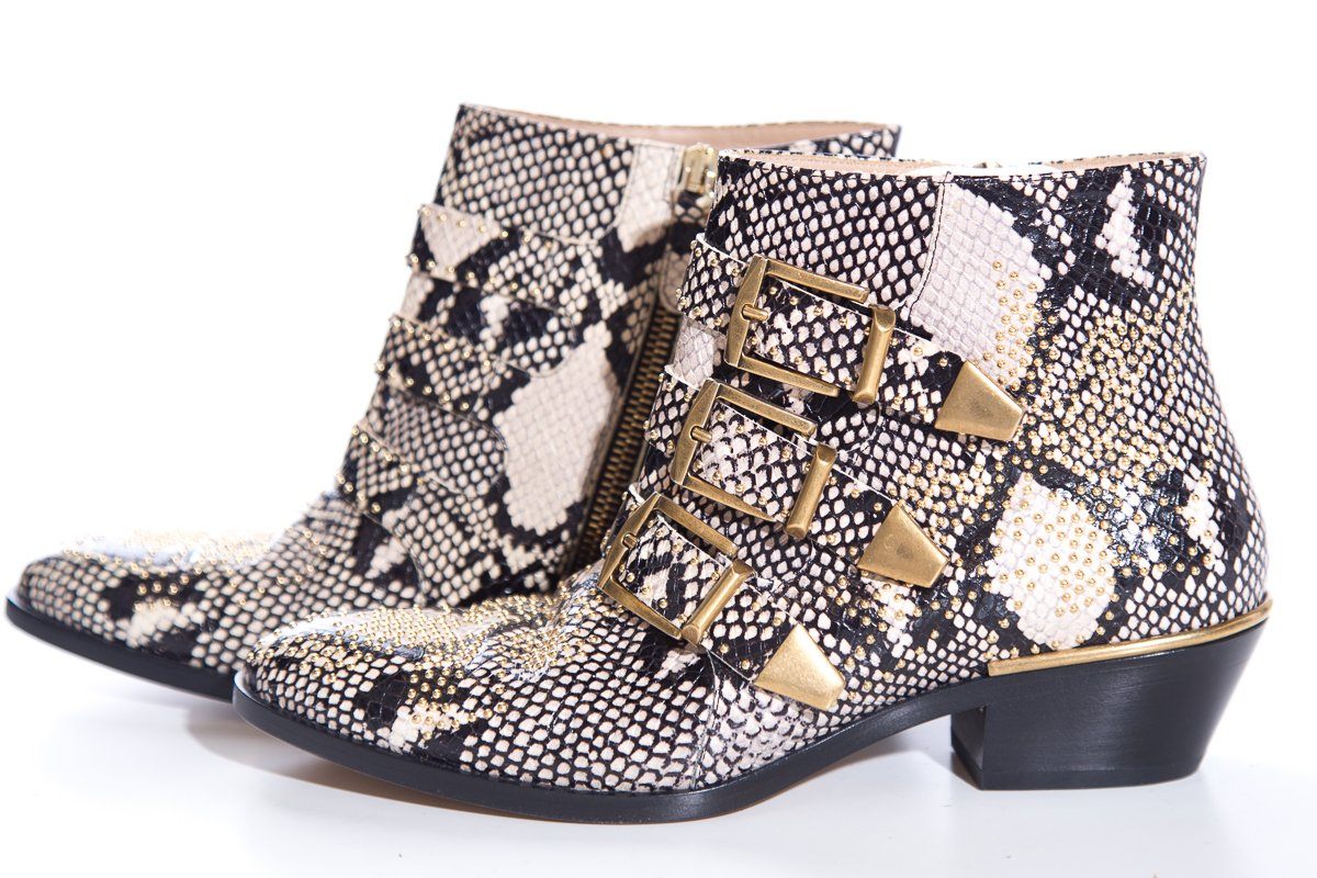 Chloe Snakeskin & Gold Boots SZ 36