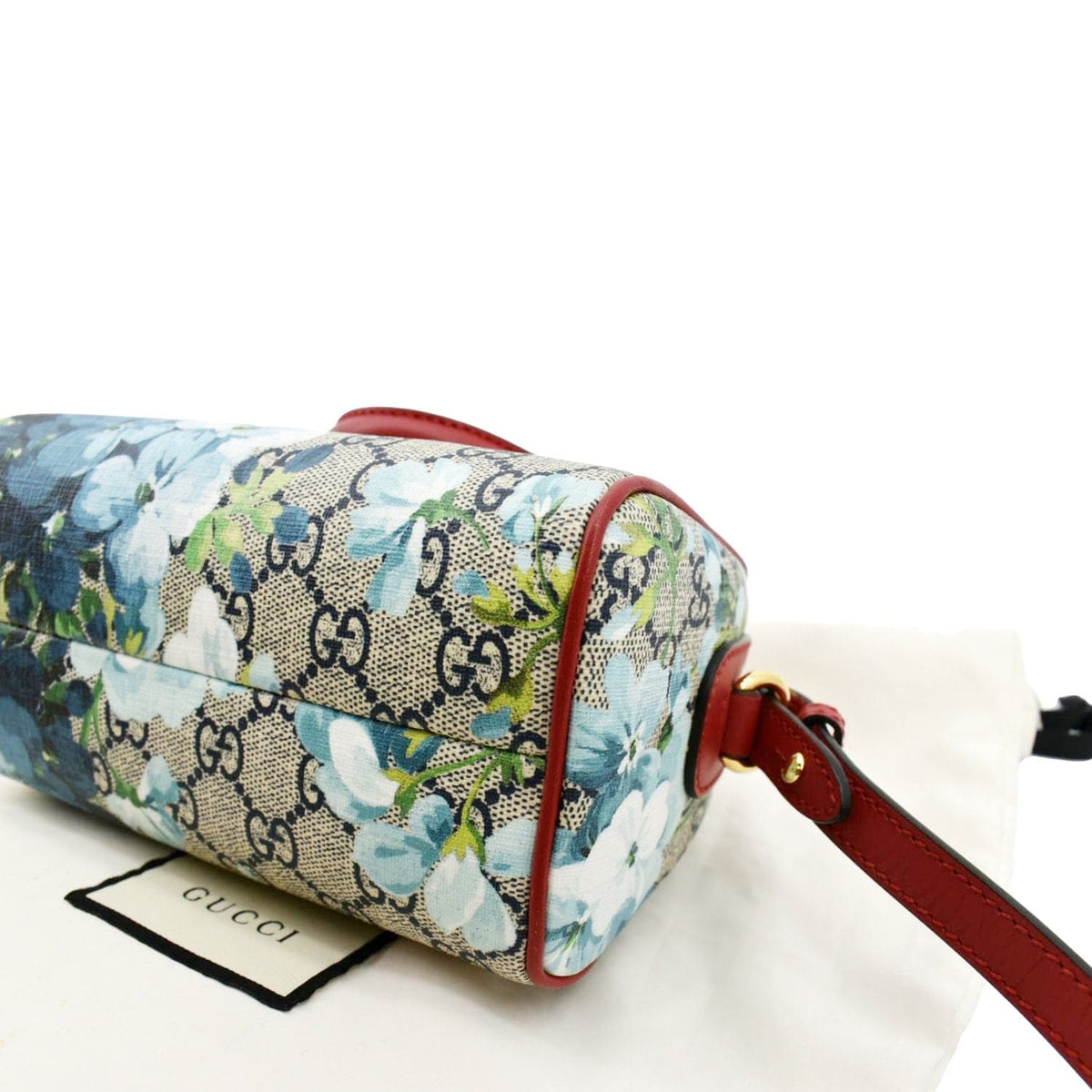 GUCCI Mini Blooms GG Supreme Canvas Top Handle Crossbody Bag Red 546312