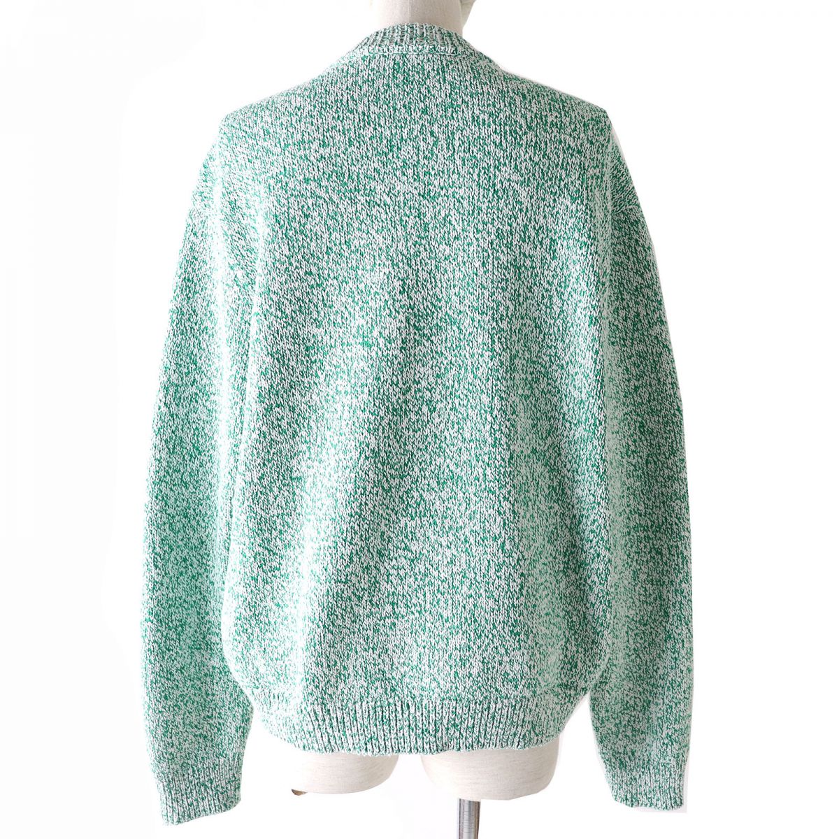 balenciaga Melange Cotton Mix Knit Sweater Green S